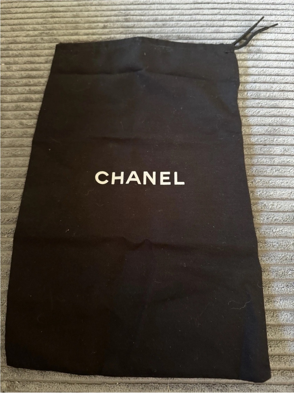 Chanel Black White Logo Cotton Shoe Purse Dust Bag Storage Bag